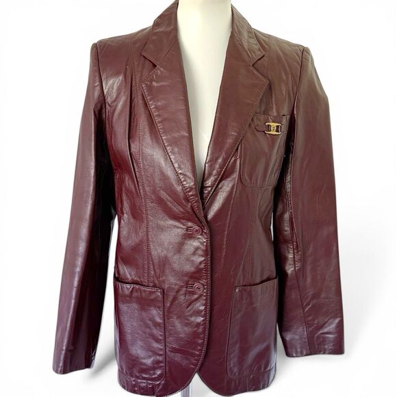 Etienne Aigner Jackets & Blazers - Vintage Etienne Aigner Leather Blazer Jacket Womens Oxblood Size 6 XS/S Small